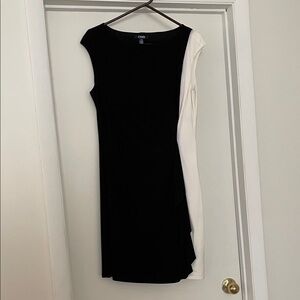 Chaps Asymmetrical Black and Cream Dress